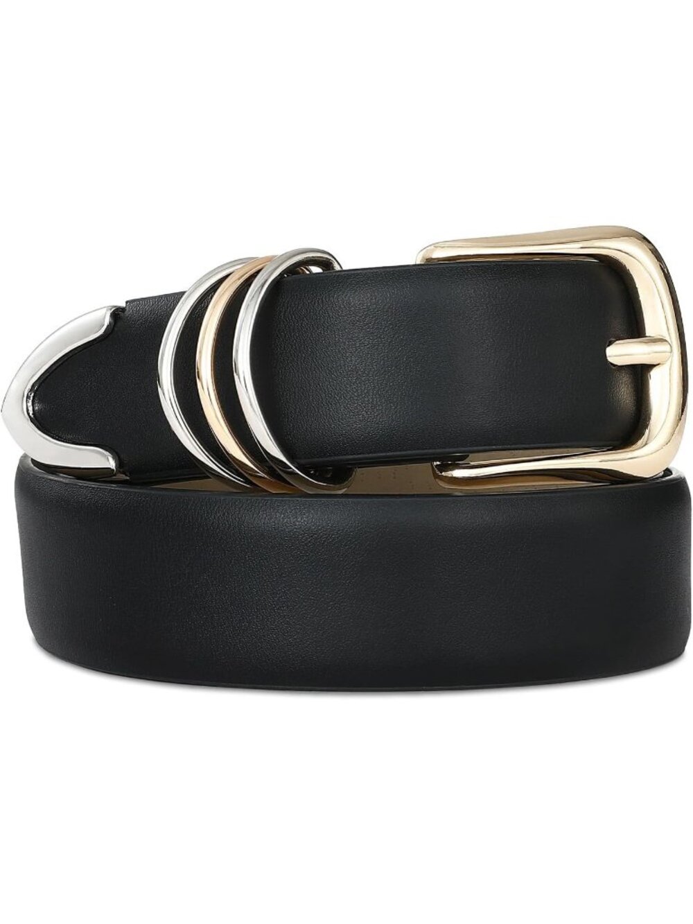 Women Gold Sliver Leather Dress Belt Jeans Pant Fashion With Classic Gold Buckle